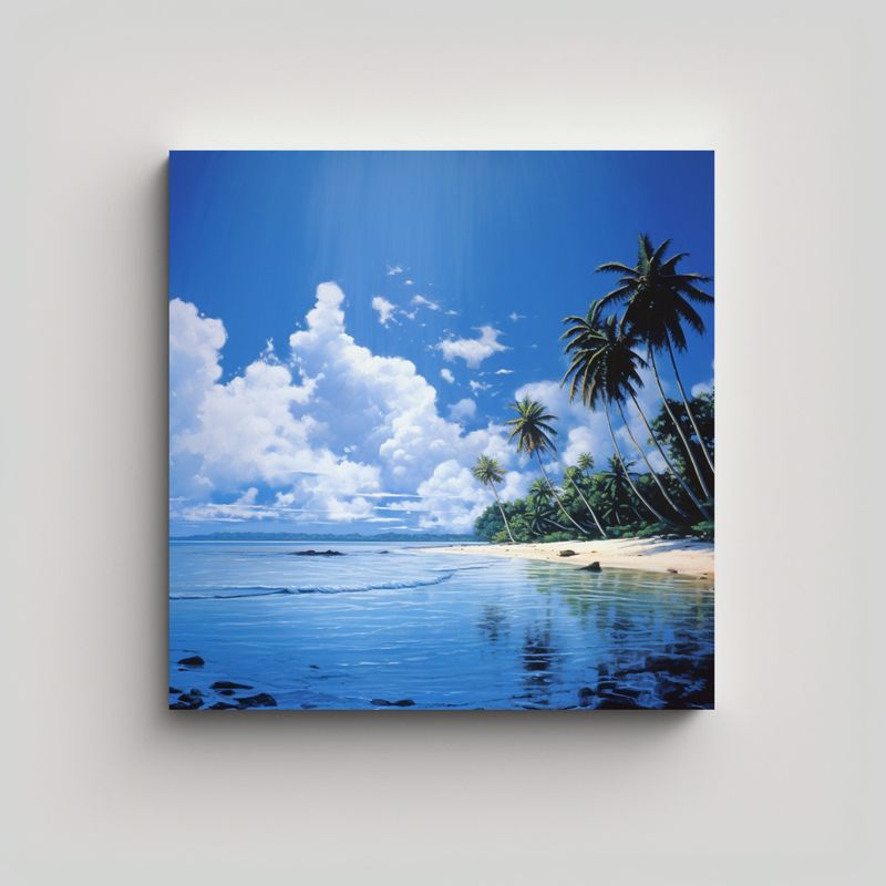 GENERICO - Lienzo Dibujo Armonía Colores Playa Coco Cielo 90x90 Cm