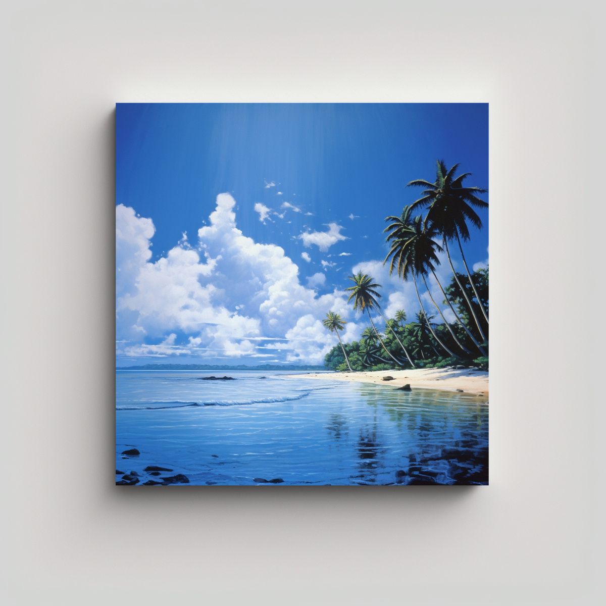 GENERICO - Lienzo Dibujo Armonía Colores Playa Coco Cielo 60x60 Cm