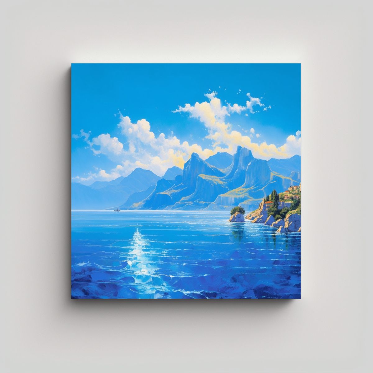 GENERICO - Cuadro Abstracto Azul Del Mar Y Cielo Con 90x90 Cm