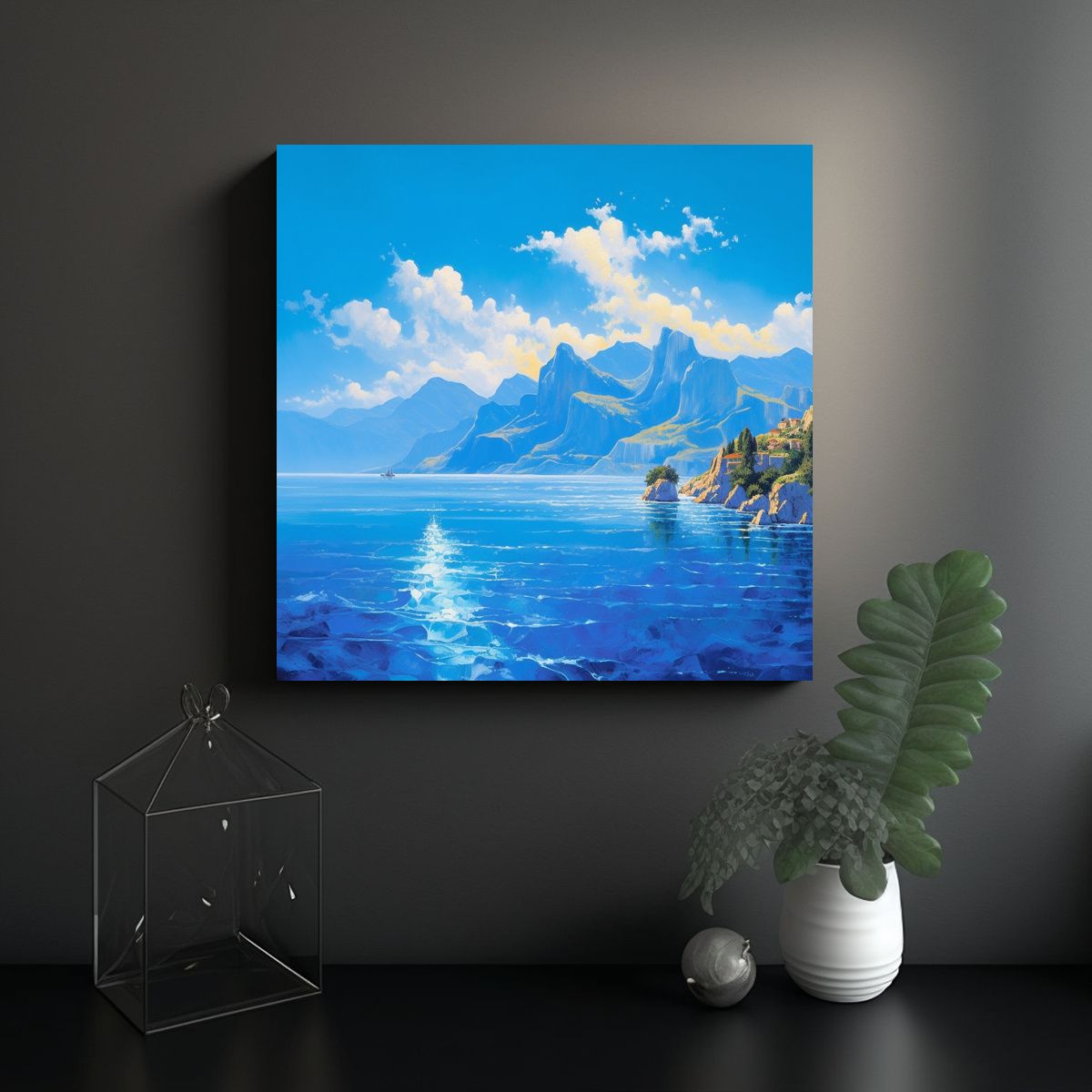 GENERICO - Cuadro Abstracto Azul Del Mar Y Cielo Con 90x90 Cm