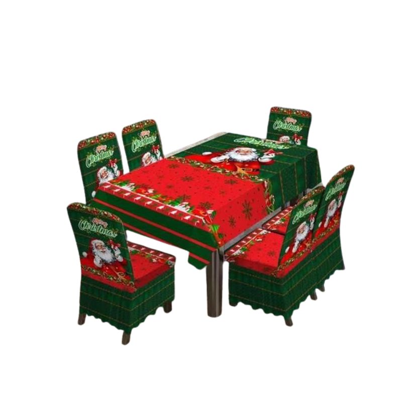 GENERICO - Mantel Navideño Rectangular Con 6 Fundas Sillas