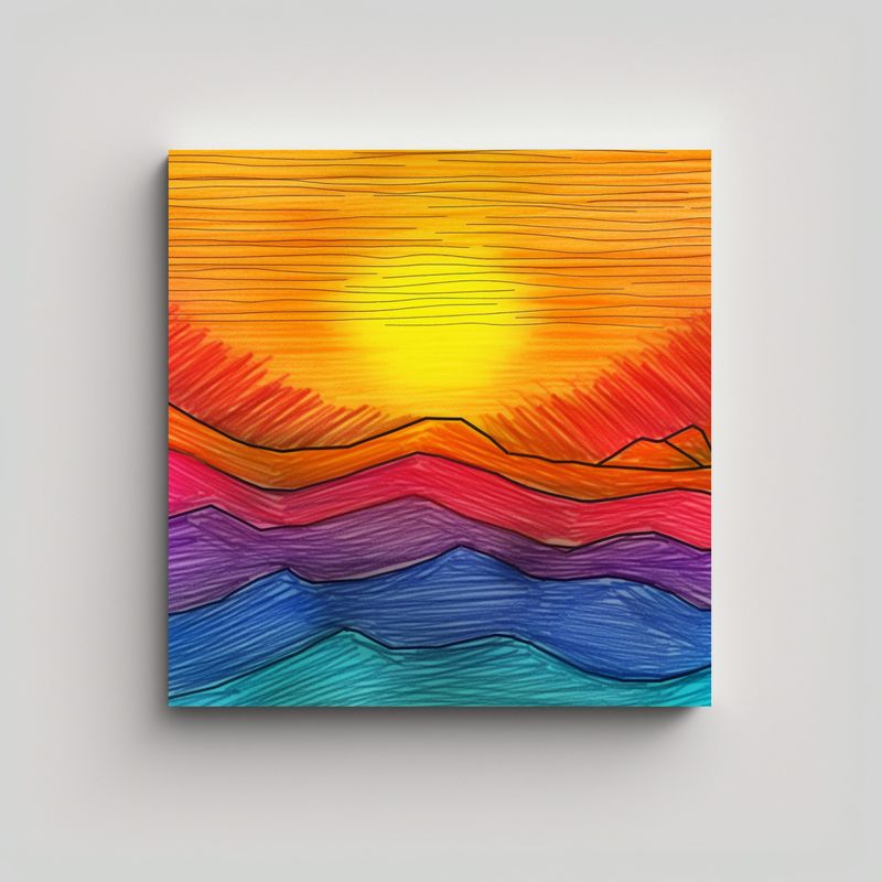 GENERICO - Cuadro Tela Canvas Colores Vibrantes Atardecer 80x80 Cm