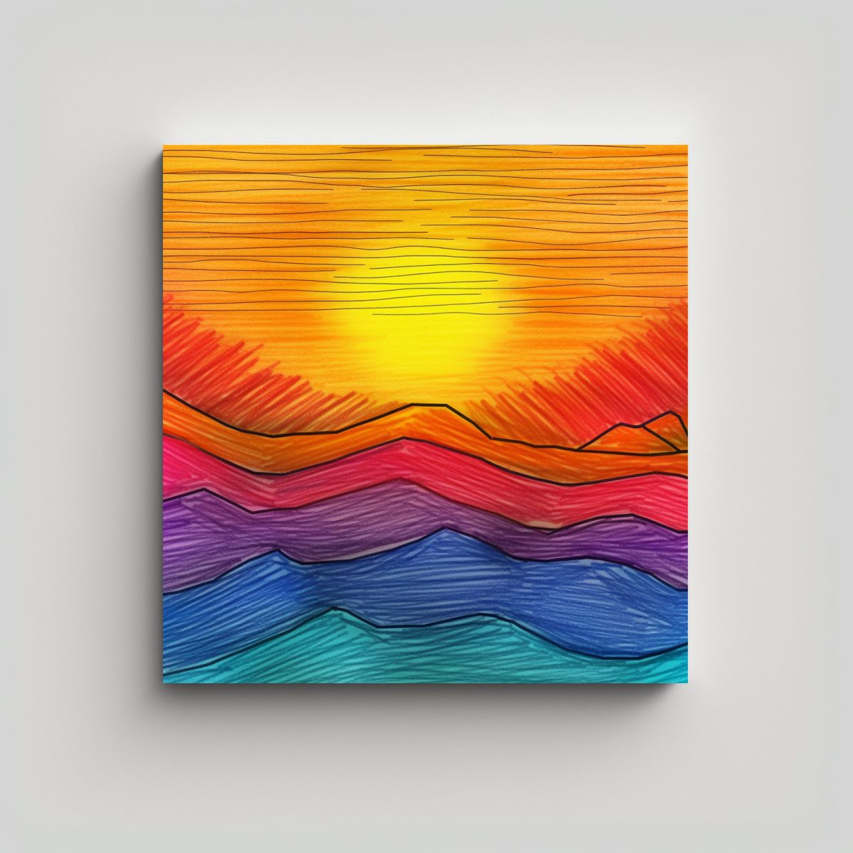 GENERICO - Cuadro Tela Canvas Colores Vibrantes Atardecer 70x70 Cm.