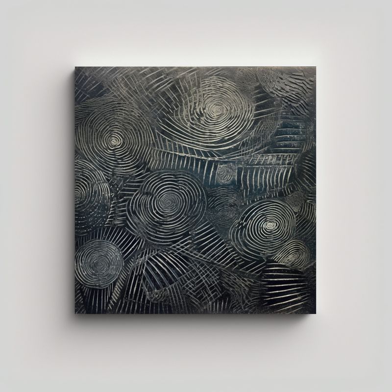 GENERICO - Técnica De Frottage Juvenil: Cuadro Conceptual 80x80 Cm