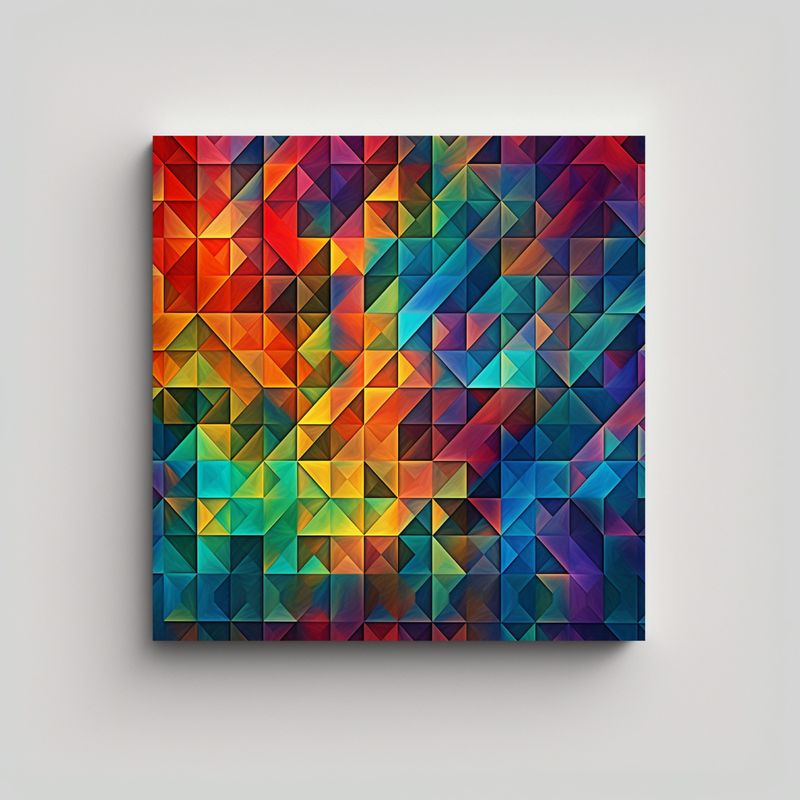 GENERICO - Pintura Geométrica Matemática Colorida En óleo 70x70 Cm