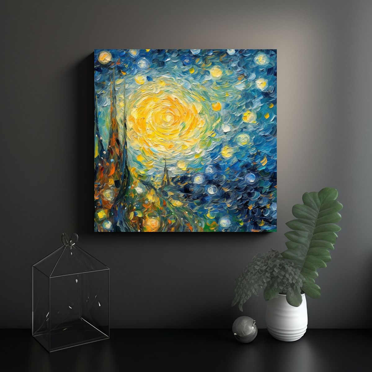 GENERICO - Pintura En Bastidor Patrón Intenso Inspirada En 70x70 Cm