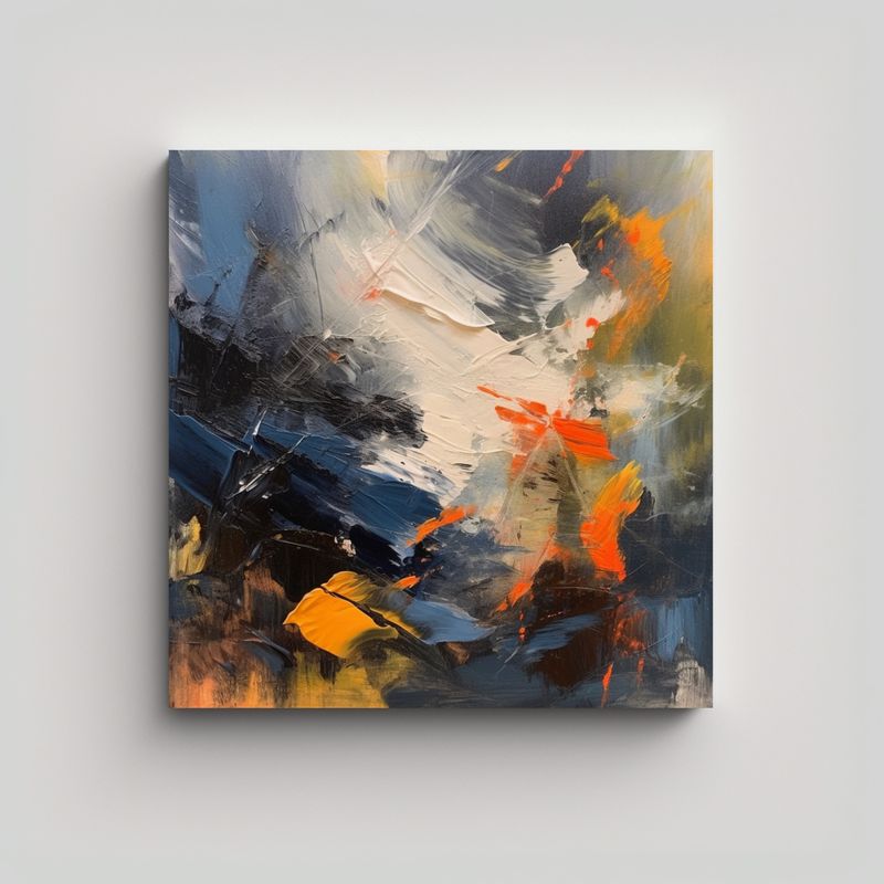 GENERICO - Cuadro Abstracto Multicolor Para Decoración 80x80 Cm