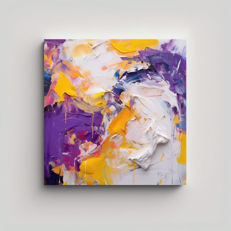 GENERICO - Pintura Al óleo Abstracta De Forma Y Color 50x50 Cm