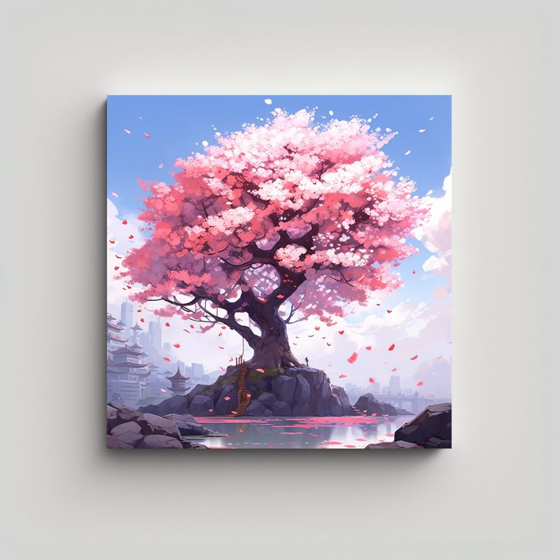 GENERICO - Pinturas Decorativas De Cerezos En Floración En 90x90 Cm