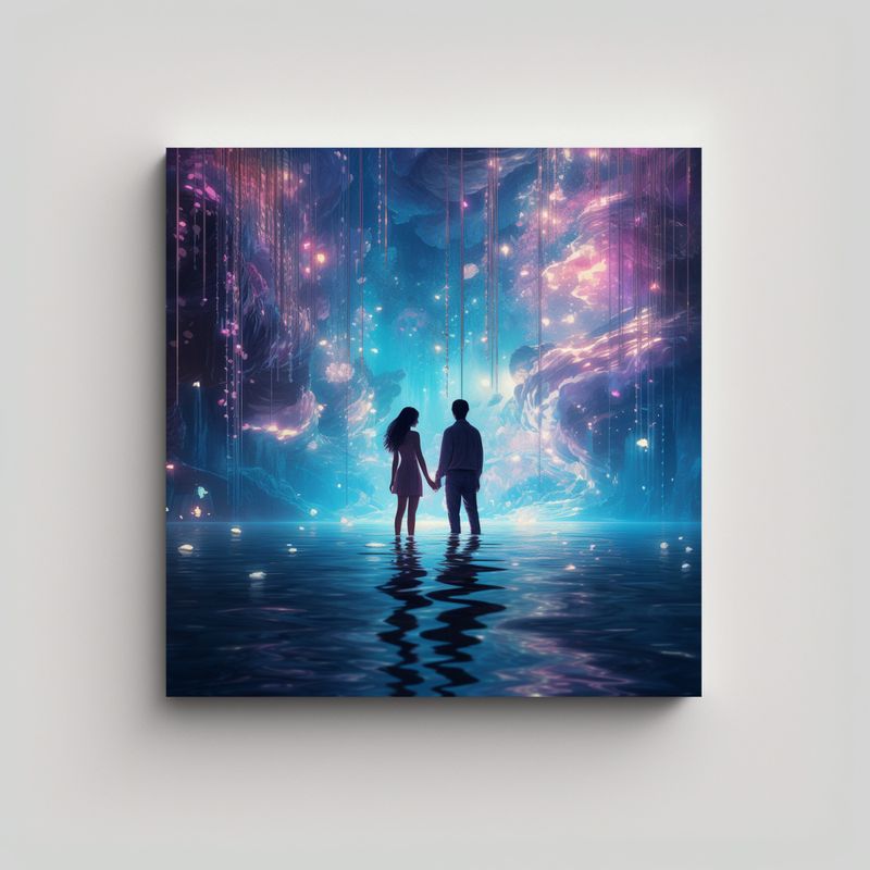 GENERICO - Pintura Decorativa Estilo Acuarela Con Dos 70x70 Cm