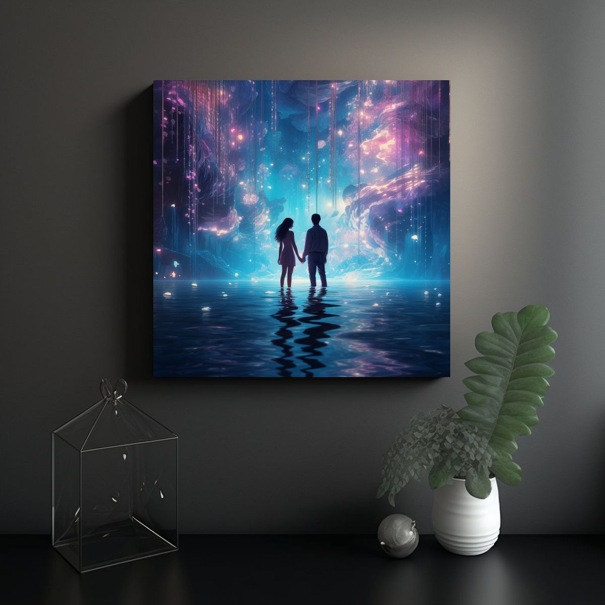 GENERICO - Pintura Decorativa Estilo Acuarela Con Dos 70x70 Cm