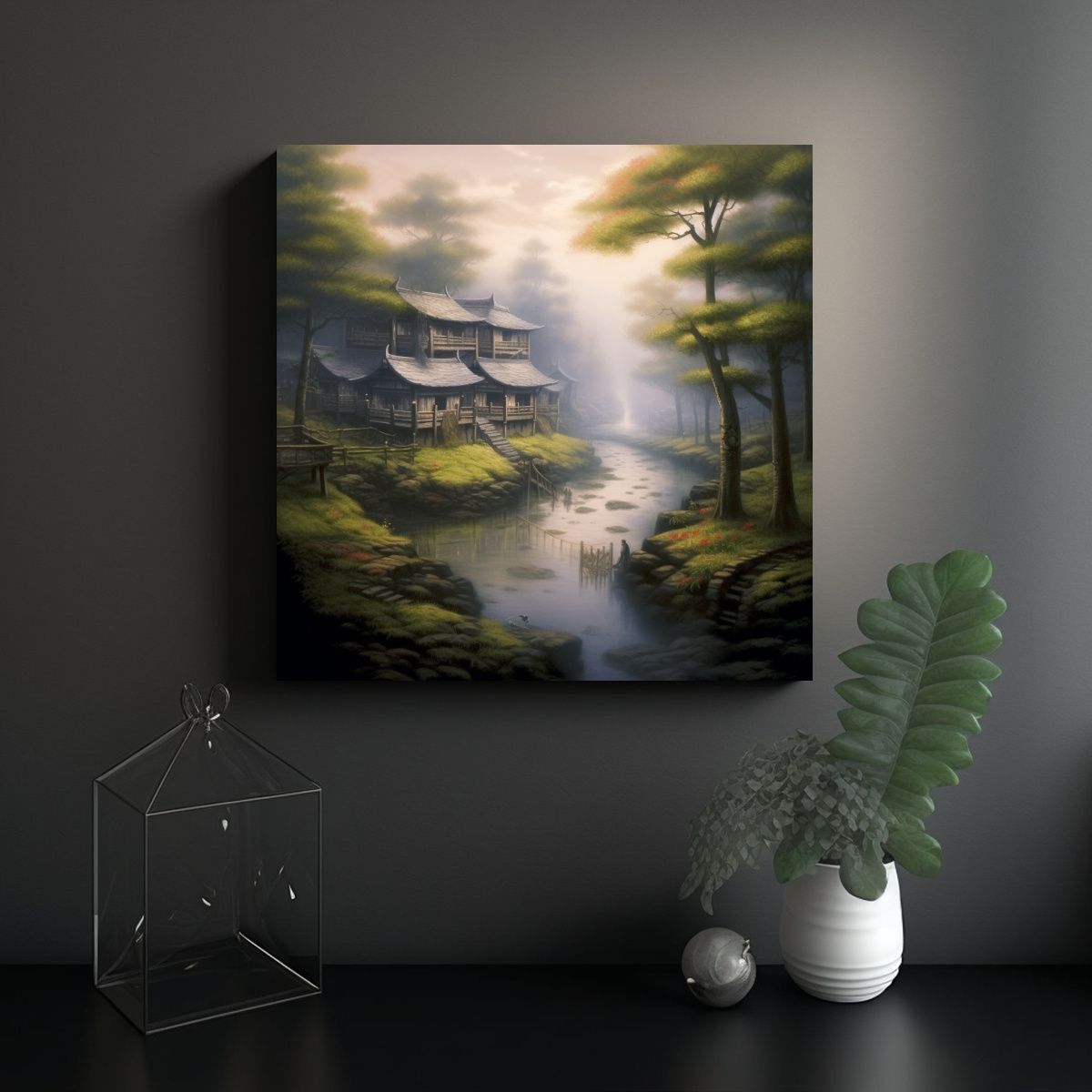 GENERICO - Pinturas Decorativas De Estilo Chino: Casa Con 50x50 Cm