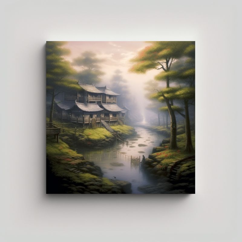 GENERICO - Pinturas Decorativas De Estilo Chino: Casa Con 60x60 Cm