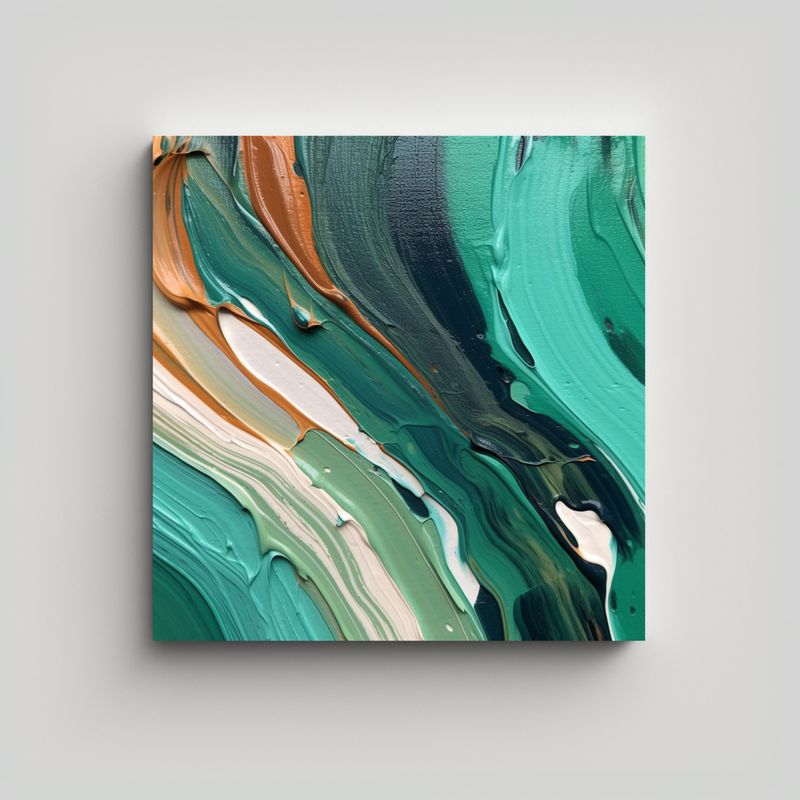 GENERICO - Cuadro Cuadro Comedor Abstracto Chocolate Menta 60x60 Cm