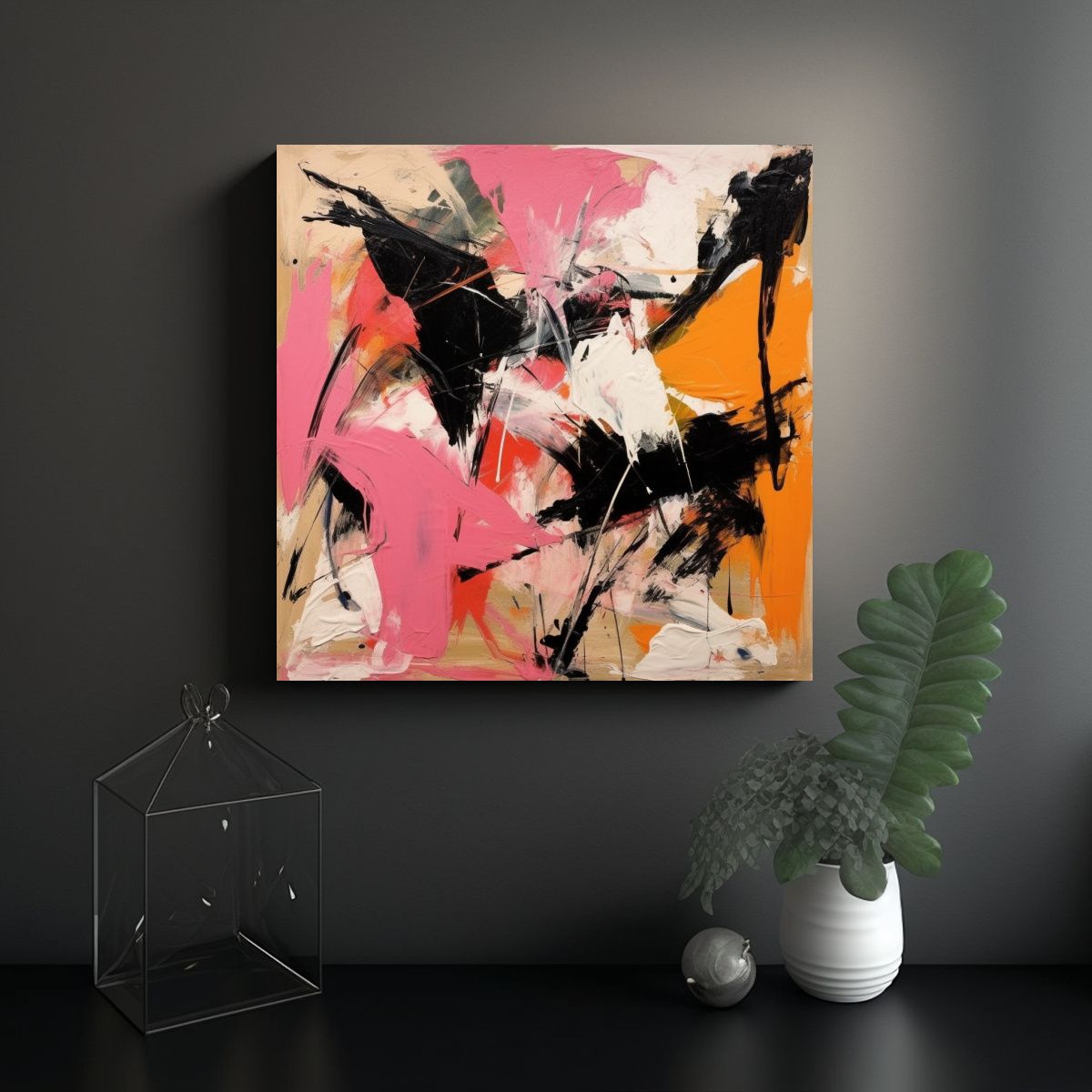 GENERICO - Arte Impreso Colorido: Influencia De Franz Kline 50x50 Cm