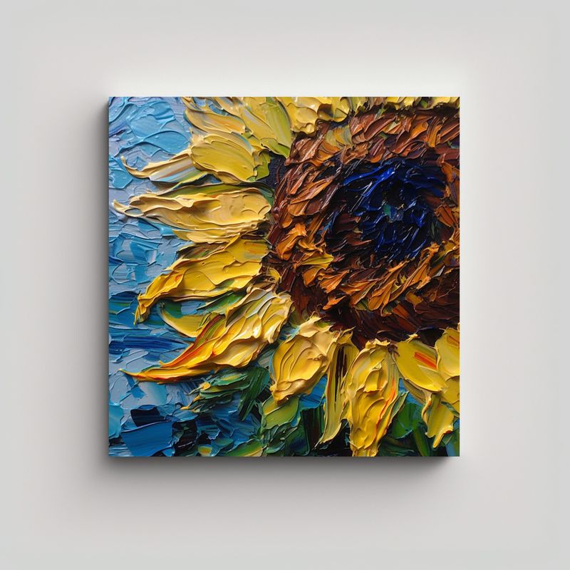 GENERICO - Cuadro Decorativo Tela Solitaria Flor De Girasol 50x50 Cm