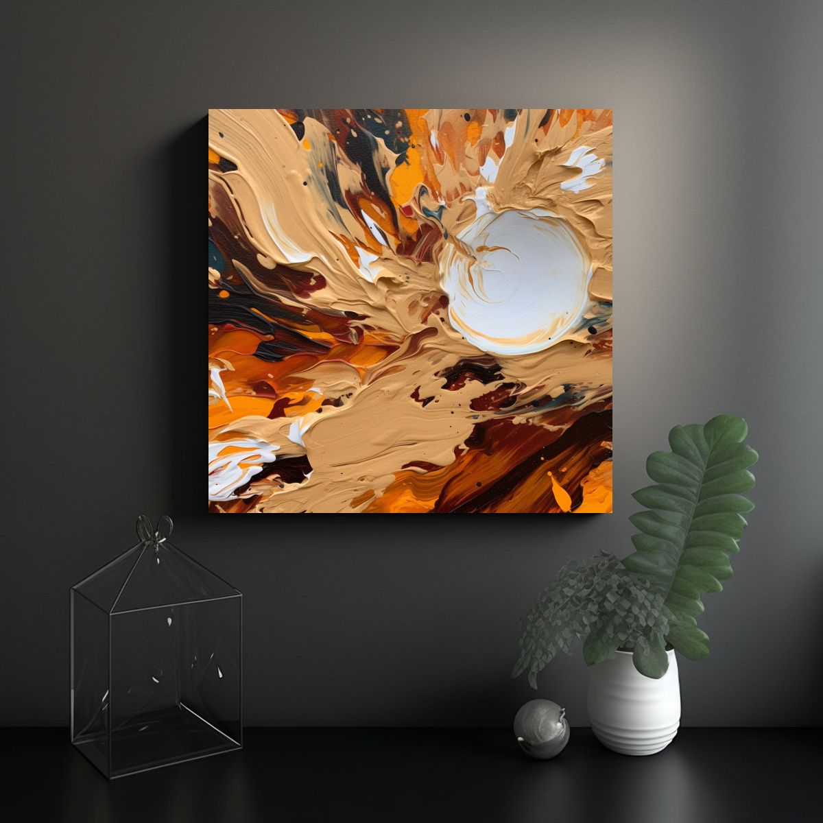 GENERICO - Tela En Bastidor Vintage Abstracto Expresivo Arte 70x70 Cm