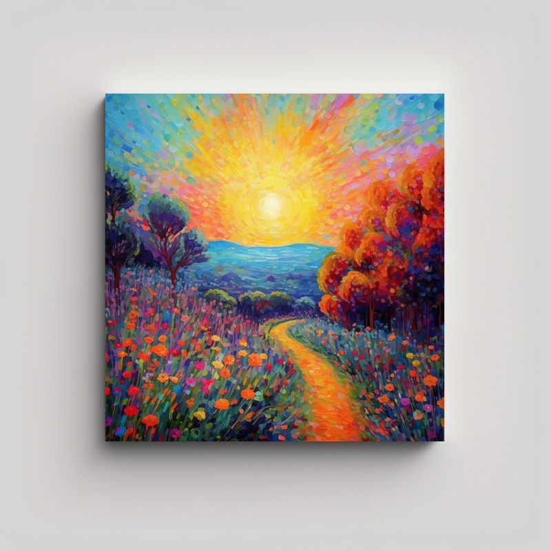 GENERICO - Pinturas Decorativas De Jardín Colorido Y Cielo, 50x50 Cm