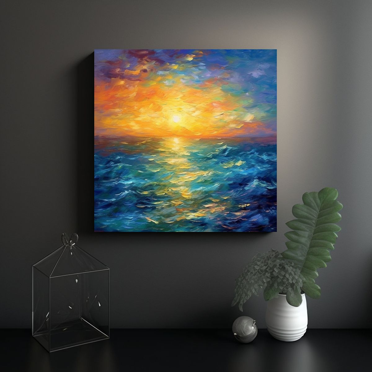 GENERICO - Pintura Abstracta Impresionista Movimiento 50x50 Cm