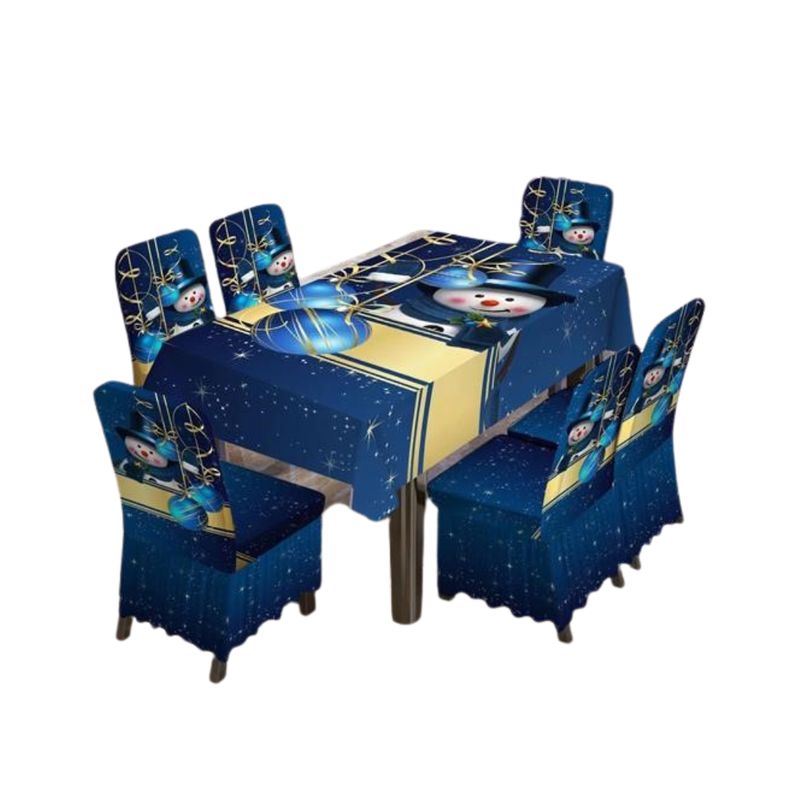 GENERICO - Mantel Navideño Rectangular Con 6 Fundas Sillas