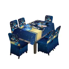 GENERICO - Mantel Navideño Rectangular Con 6 Fundas Sillas