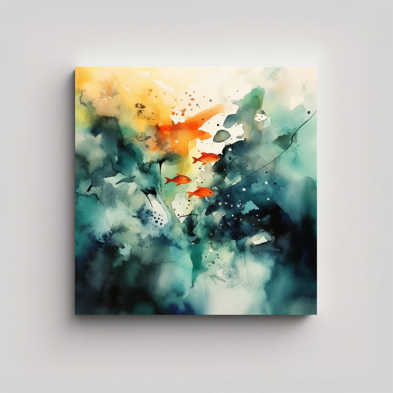 GENERICO - Pintura Decorativa Impactante De Escena Acuática 60x60 Cm