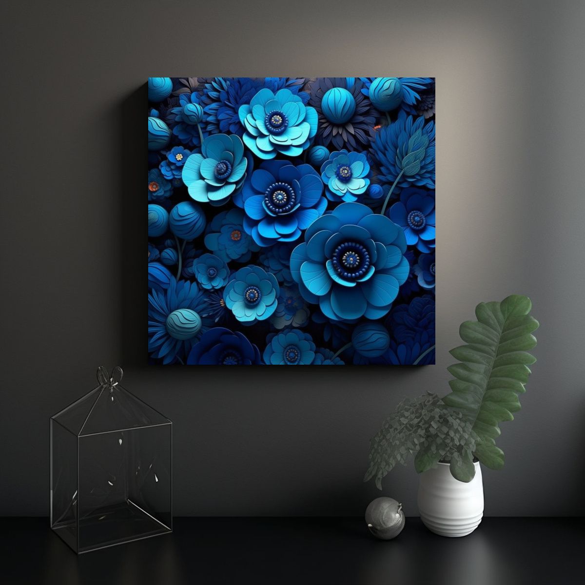 GENERICO - Pinturas Decorativas Arte Forma Adorno Flores 3D 50x50 Cm