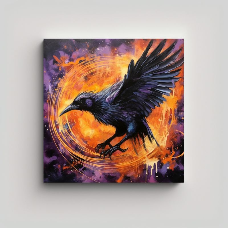 GENERICO - Pintura Decorativa Lienzo Cálido Con Corvid En 80x80 Cm
