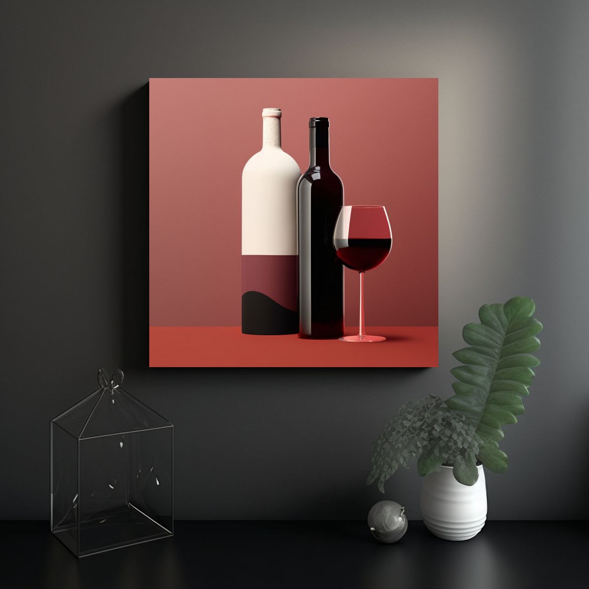 GENERICO - Pinturas De Arte Minimalista En Vino Tinto 90x90 Cm