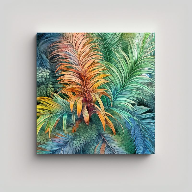 GENERICO - Tela En Bastidor Abstracto Cycas Revoluta Varios 70x70 Cm