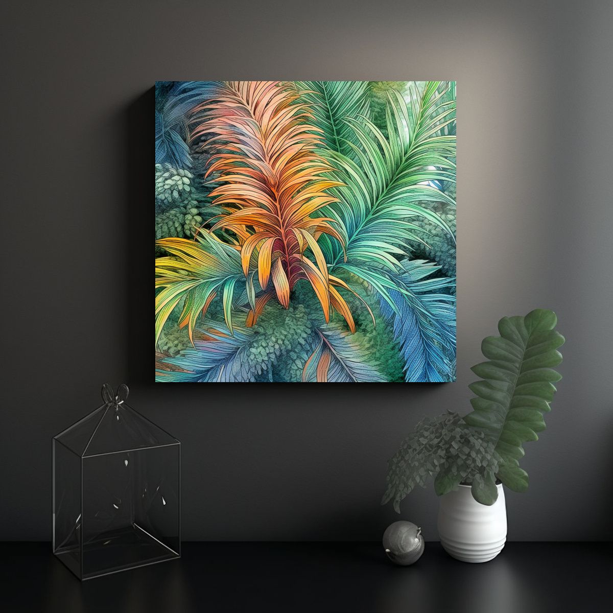GENERICO - Tela En Bastidor Abstracto Cycas Revoluta Varios 70x70 Cm