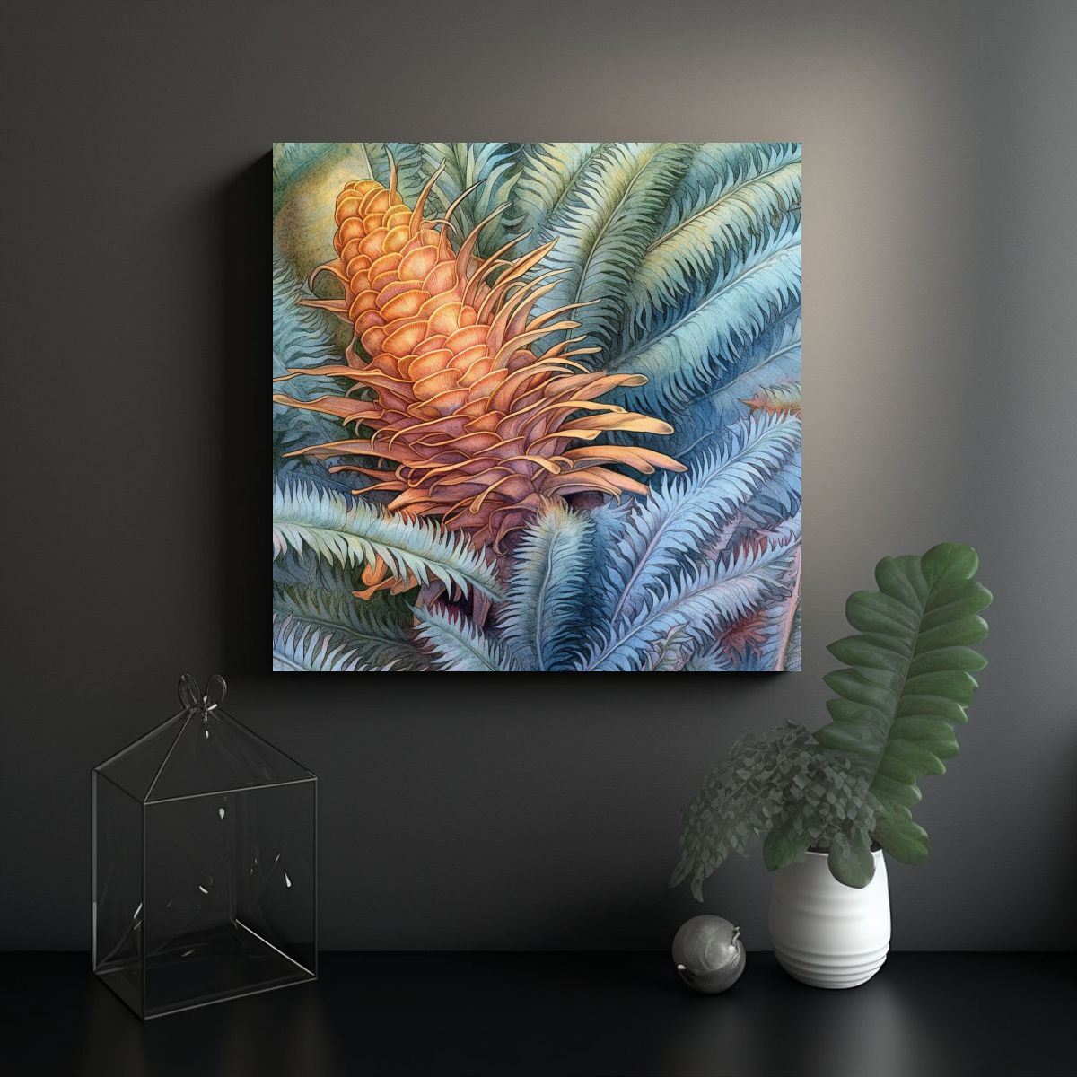 GENERICO - Cuadro Lienzo Tela Mural Cycas Revoluta Varios 50x50 Cm
