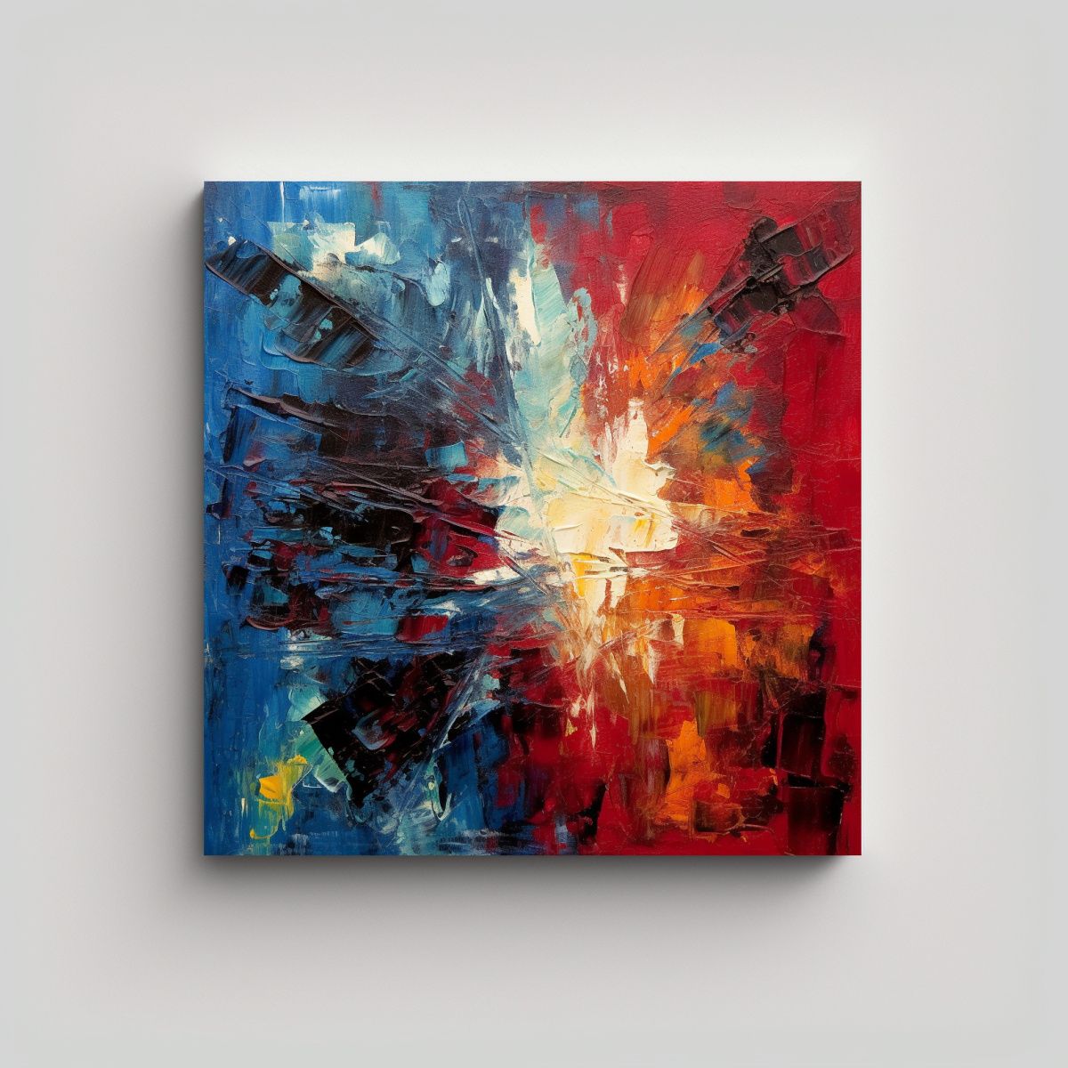 GENERICO - Pintura Al óleo Abstracta En Tonos Rojo Oscuro Y 90x90 Cm