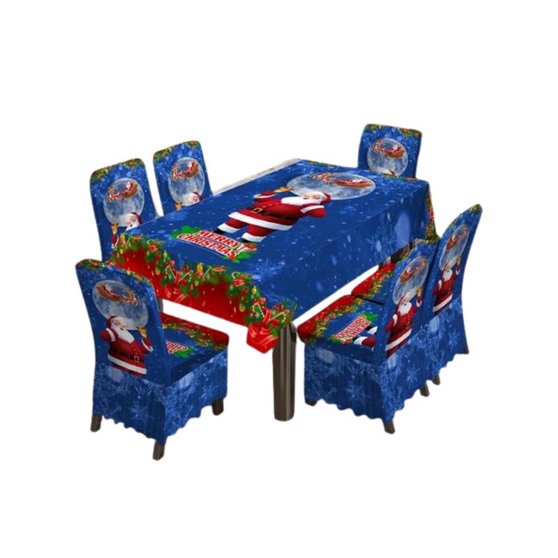 GENERICO - Mantel Navideño Rectangular Con 6 Fundas Sillas