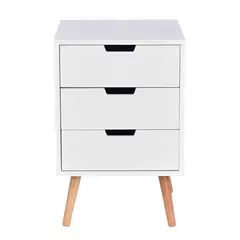 SPACE HOME - Velador Teken 3 cajones color blanco