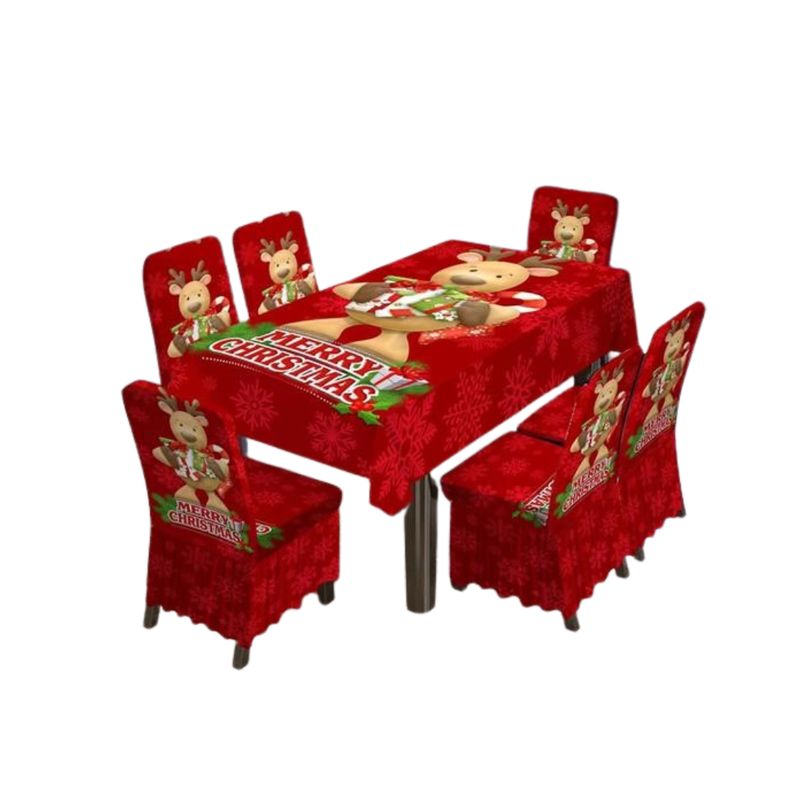 GENERICO - Mantel Navideño Rectangular Con 6 Fundas Sillas