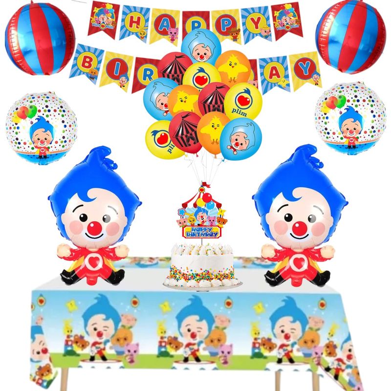 GENERICO - Set Decoración Globos + banderín payasito Plim plim
