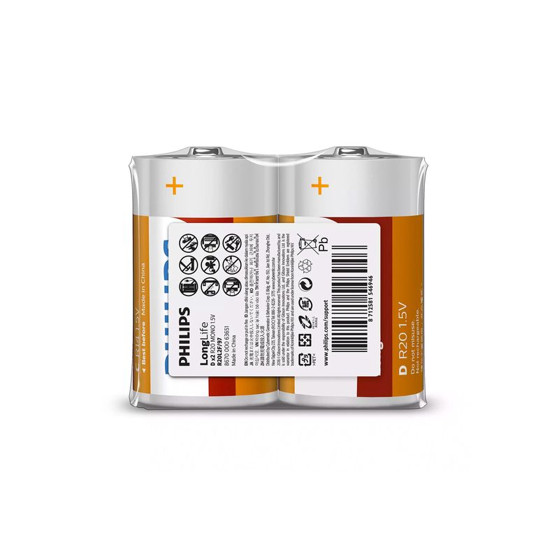 PHILIPS - Philips Pila Cloruro Zinc D Termosellado 2pcs PHILIPS