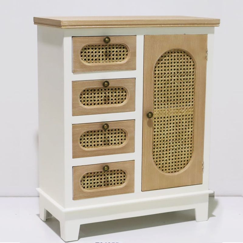 SORENTO - Mueble Cómoda Blanca Con Junco