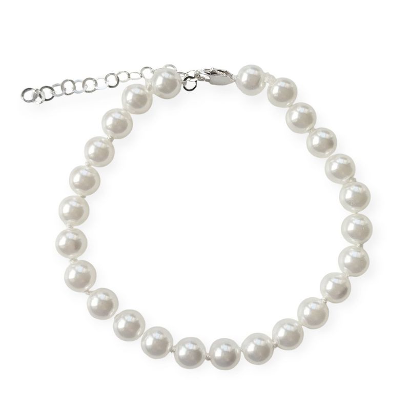 ANDREA COGGIOLA JOYAS - Pulsera Perlas Shellpearl 6mm nudos Plata Fina 925