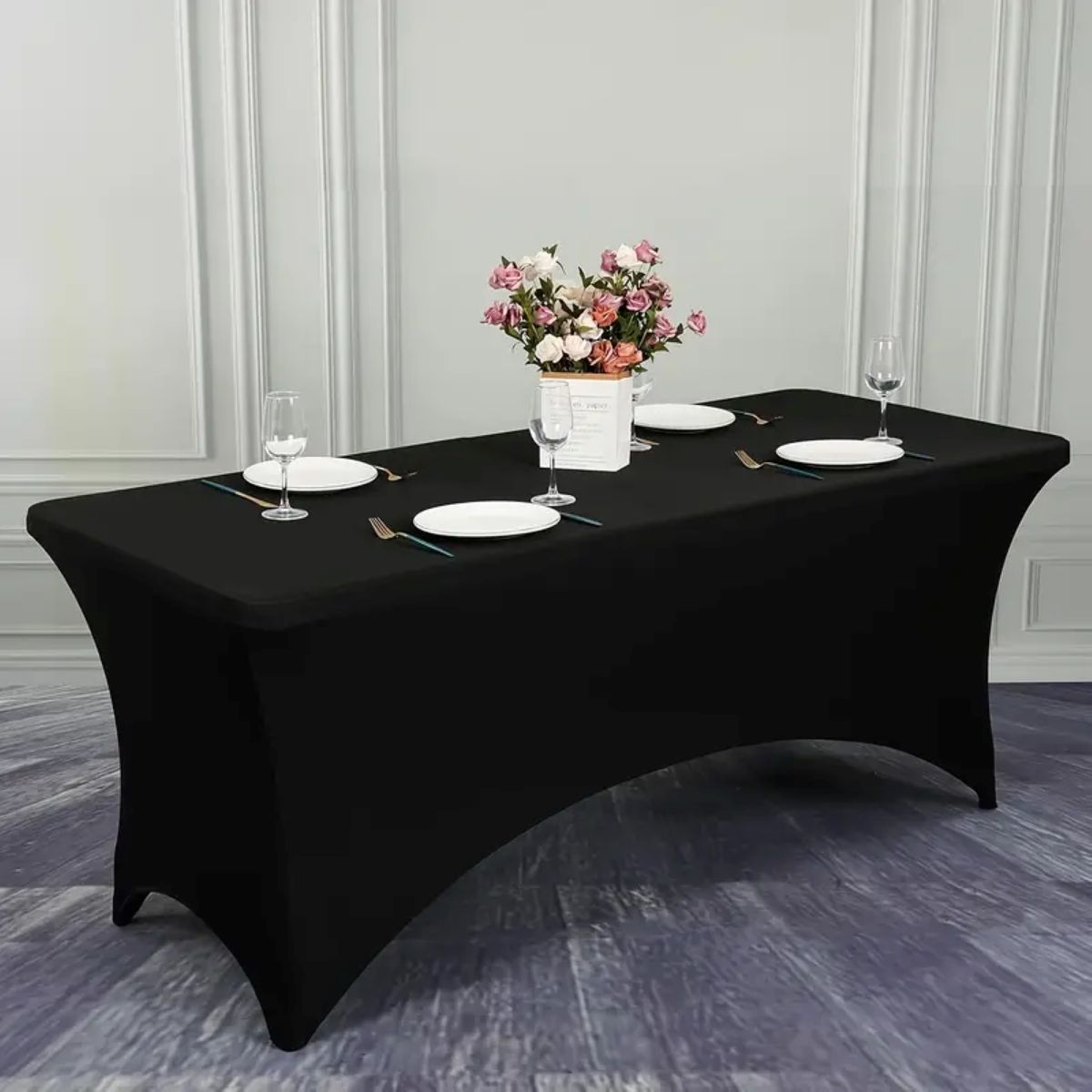 GENERICO - Funda Mantel Elástica Para Mesa De Evento Rectangular - Negro