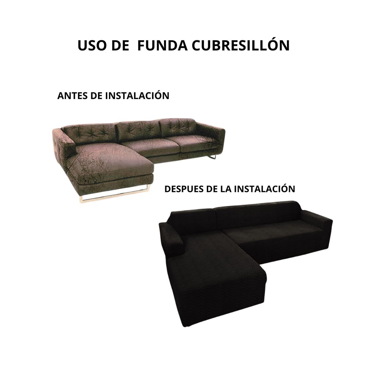 GENERICO - Funda Cubre Sofá Tipo L Diseño Textura 3 cuerpos 230x180cm