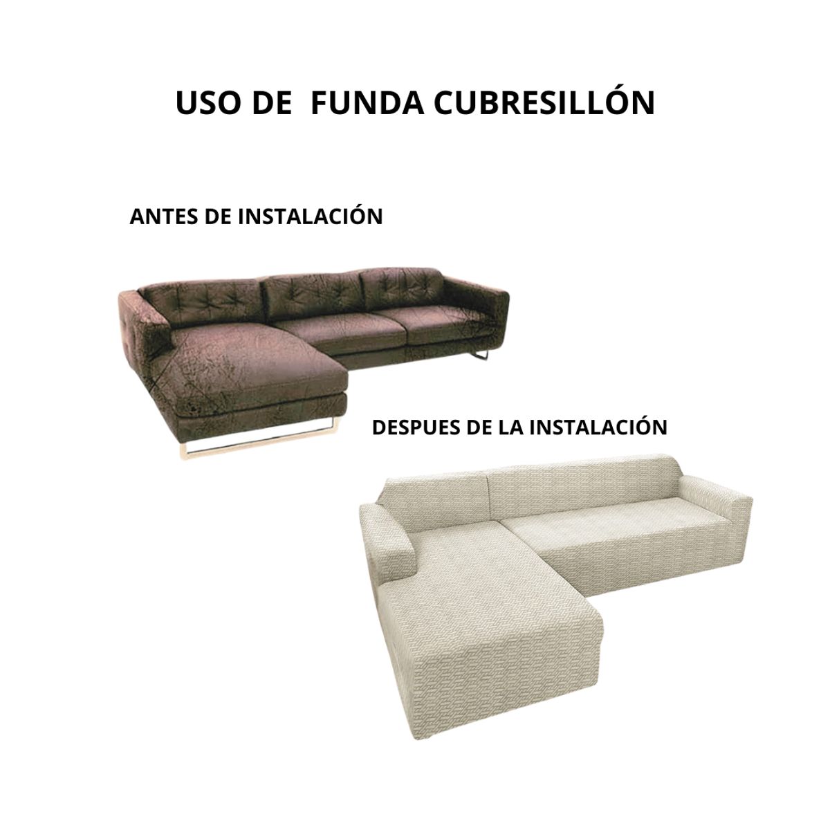 GENERICO - Funda Cubre Sofá Tipo L Diseño Textura 3 cuerpos 230x180cm