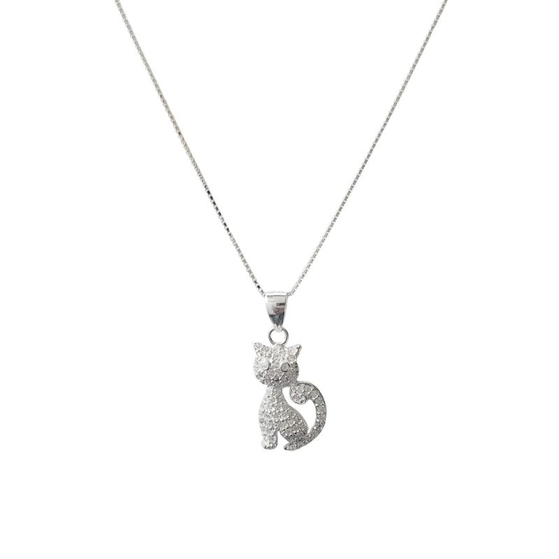 ANDREA COGGIOLA JOYAS - Collar Gato Circón Plata Fina 925