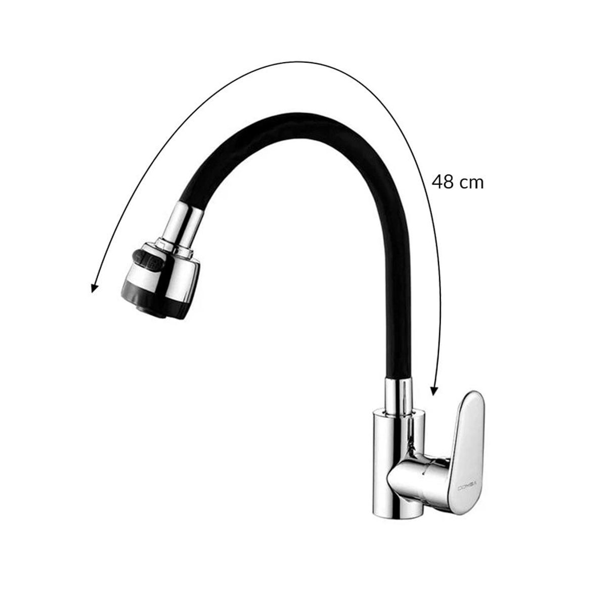 GENERICO - Manguera Flexible Cuello Lavaplatos Cocina Negro