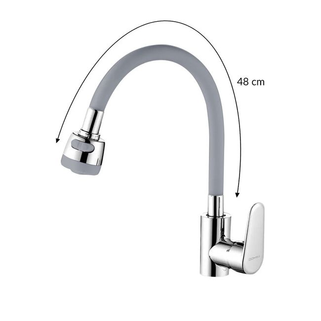 GENERICO - Manguera Flexible Cuello Lavaplatos Cocina Gris