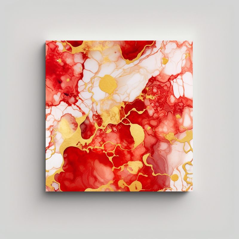 GENERICO - Cuadro Abstracto Multicolor Rojo Y Blanco Arte 90x90 Cm