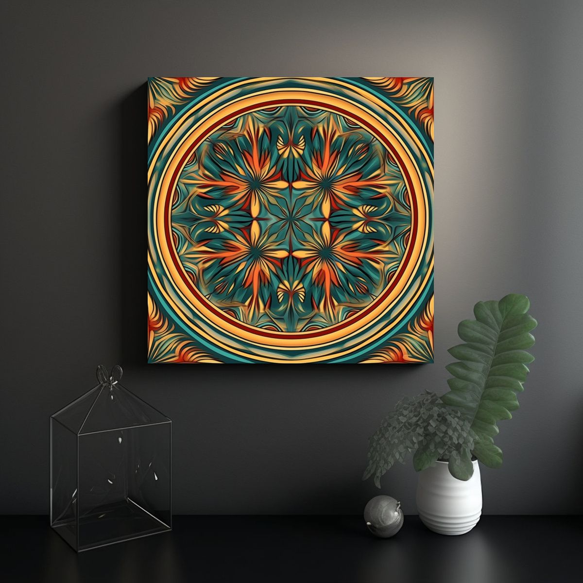 GENERICO - Lienzo Fotografía Arte Callejero Navidad Mandala 60x60 Cm