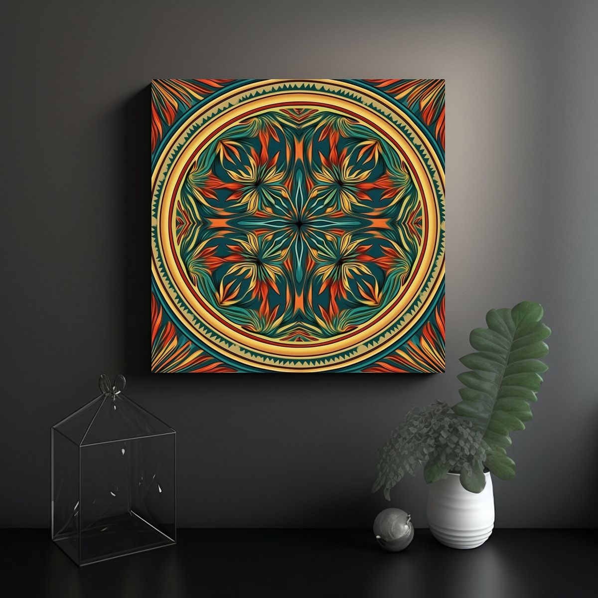GENERICO - Cuadro Decorativo Navideño En Mandala 50x50 Cm