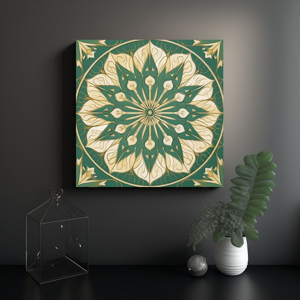GENERICO - Cuadro Tema Riqueza Visual Mandala Navideño 90x90 Cm